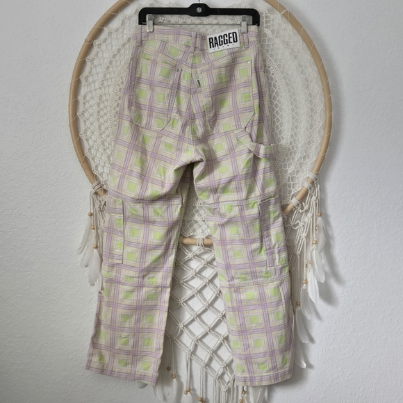 NEW Free People Ragged Priest Trail Jeans Plaid Utility Cargo Wide Straight Leg - Picture 15 of 16